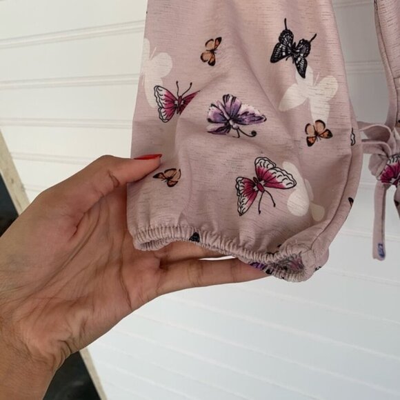 Luna Moon Pink Butterfly Wrap Quarter Sleep Top Blouse Size S - Picture 4 of 5